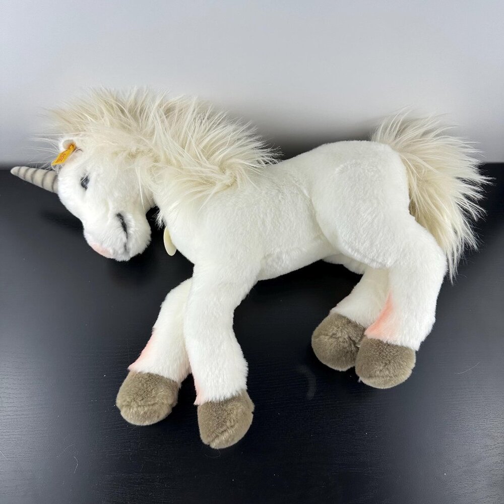 Steiff Starly Unicorn White 015045 NEW Plush Stuffed Animal 17”